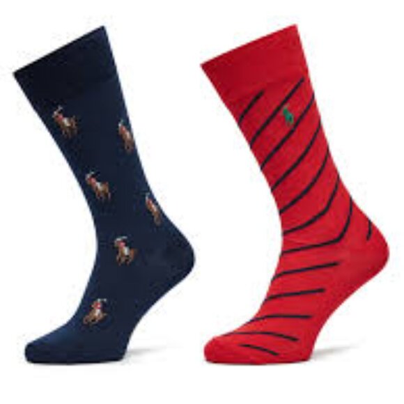 Polo by Ralph Lauren Men's Red and Navy Socks - Picture 1 of 4